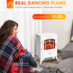 22' Electric Fireplace Heater, Freestanding Fire Place Stove with Realistic LED Flames and Logs, and Overheating Protection, 750W/1500W, White - Grand Goldman Shop