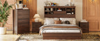 4PCS Bedroom Sets, Wooden Queen Size Bed Frame with Storage Headboard and Charging Station, 2 Nightstands with 2 Drawers, 1 Dresser with 5 Drawers, Walnut(old SKU HL000102AAD) - Grand Goldman Shop