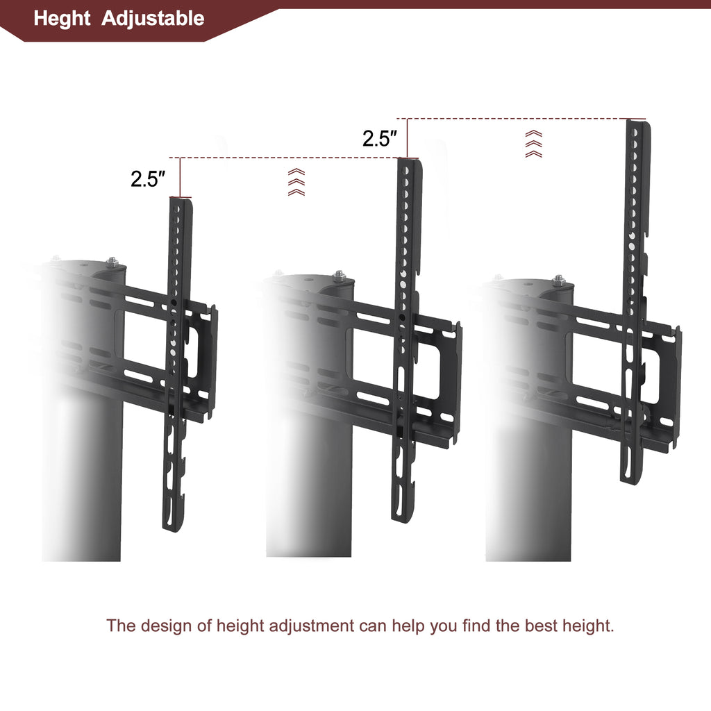 35.4 inch Black Multi-function TV Stand Height Adjustable Bracket Swivel 3-Tier - Grand Goldman Shop