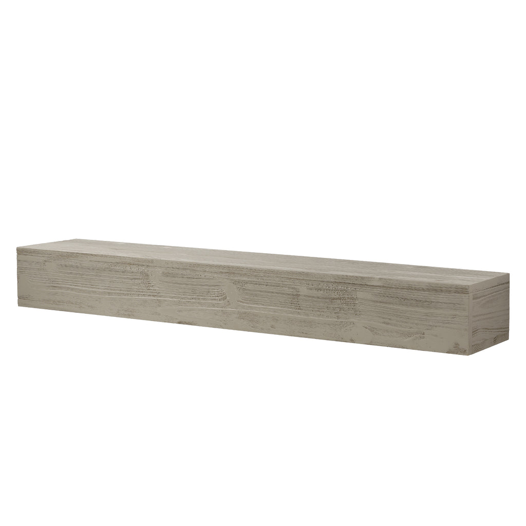 Rustic Wood Fireplace Mantel, Wall-Mounted & Floating Shelf for Home Decor, Gray, Solid Wood, 72 Inch - Grand Goldman Shop