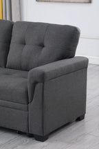 Lucca 84' Dark Gray Linen Reversible Sleeper Sectional Sofa with Storage Chaise - Grand Goldman Shop