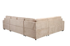 123' Oversized Sectional Sofa with Storage Chaise, U Shaped Sectional Couch with 4 Throw Pillows for Large Space Dorm Apartment. Beige - Grand Goldman Shop