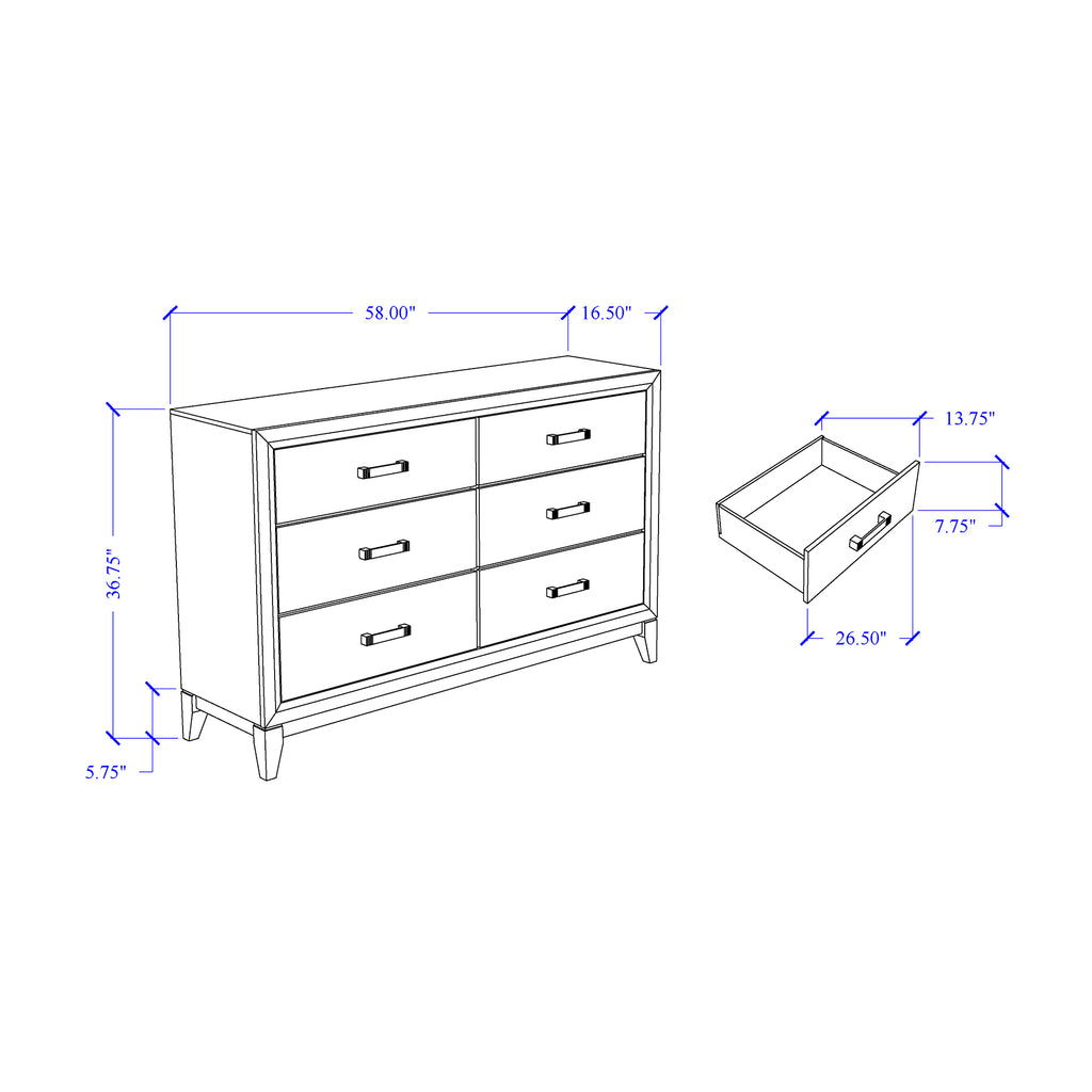 MIRAGE White 5PC King Bedroom Set with Rubber Wood and Slats - Grand Goldman Shop