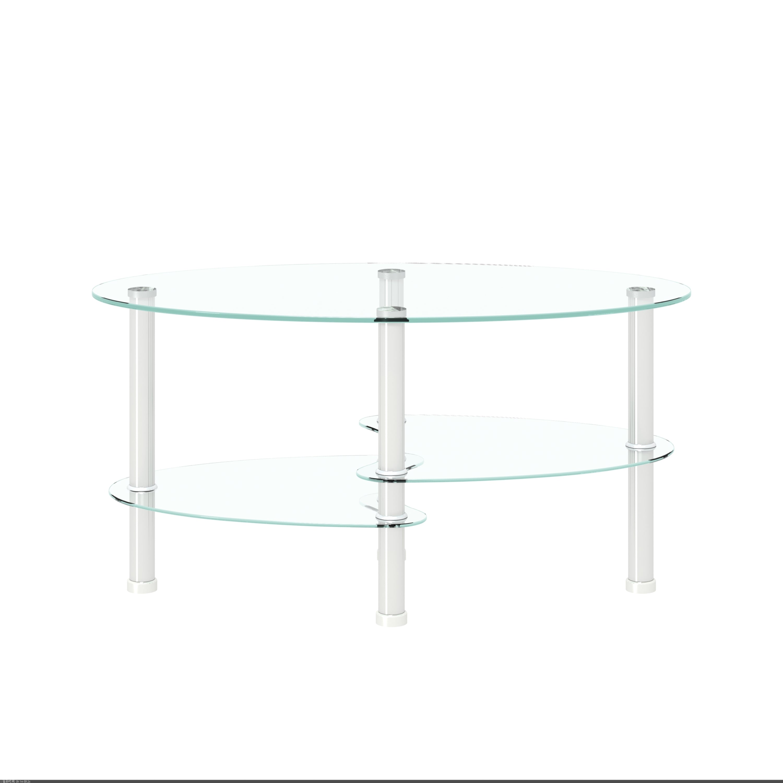Modern Transparent Oval Glass Coffee Table with Stainless Steel Legs and 3-Layer Design for Living Room - Grand Goldman Shop