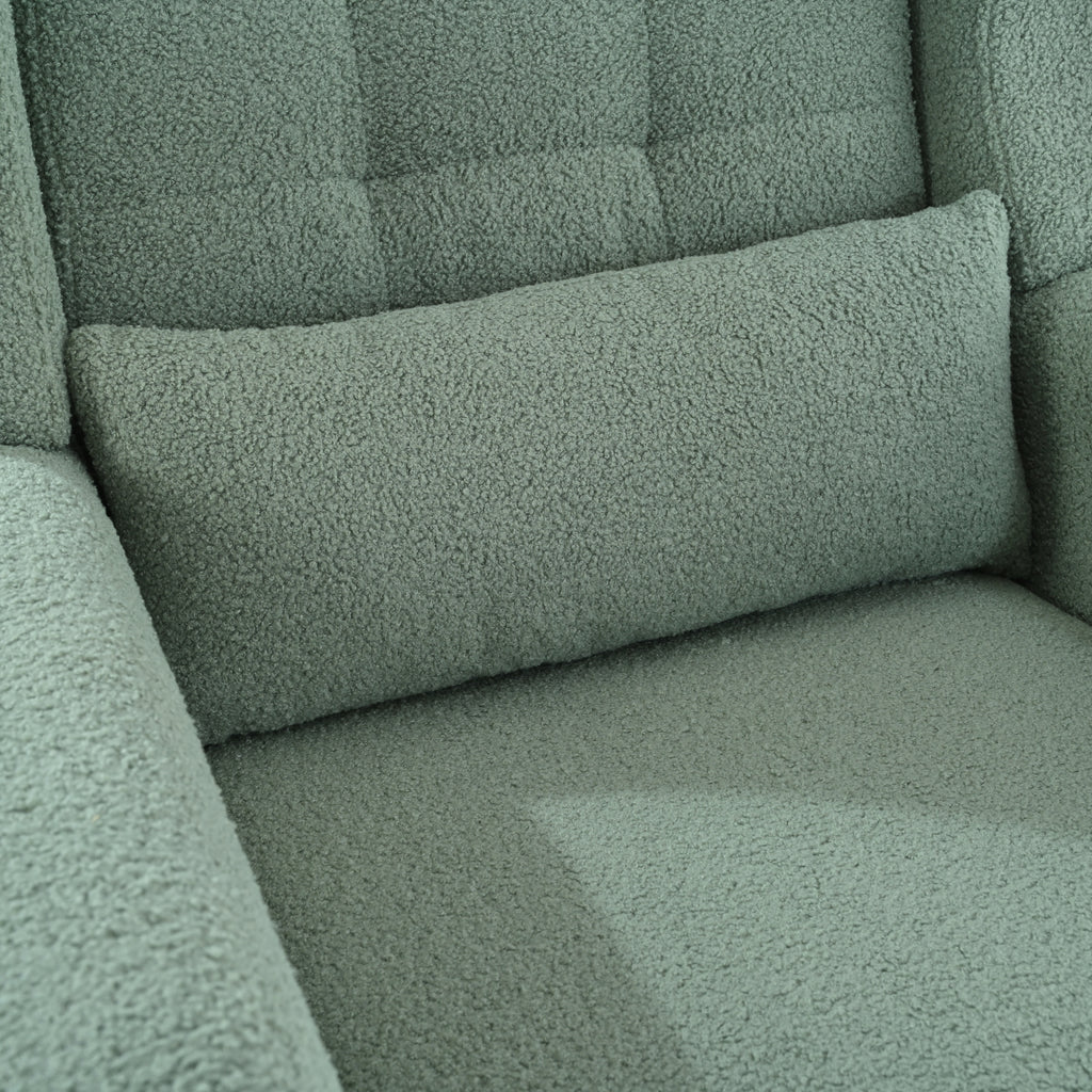 Modern Accent Chair,Teddy Fabric Living Room Chairs Comfy Reading Chair,Mid Century Accent Chair, Lounge Arm Chairs Armchair for Living Room Bedroom (Light Green) - Grand Goldman Shop
