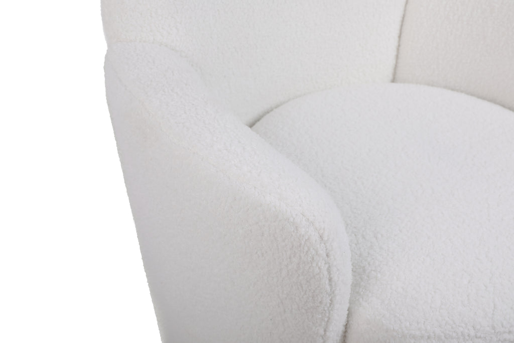 Teddy Swivel Barrel Chair, Swivel Accent Chairs Armchair for Living Room, Reading Chairs for Bedroom Comfy, Round Barrel Chairs with Gold Stainless Steel Base (Ivory) - Grand Goldman Shop