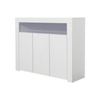 Living Room Sideboard Storage Cabinet WHITE  High Gloss with LED Light, Modern Kitchen Unit Cupboard Buffet Wooden Storage Display Cabinet TV Stand with 3 Doors for Hallway Dining Room - Grand Goldman Shop