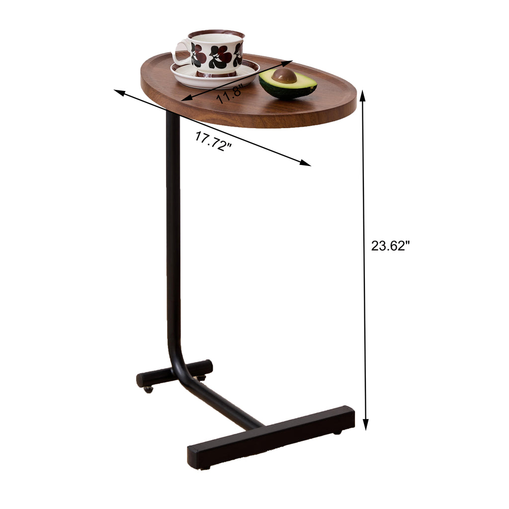 Contemporary Brown C-shaped Side Table Set - Versatile Small Sofa Table for Living Room & Bedroom, Metal & MDF - Grand Goldman Shop