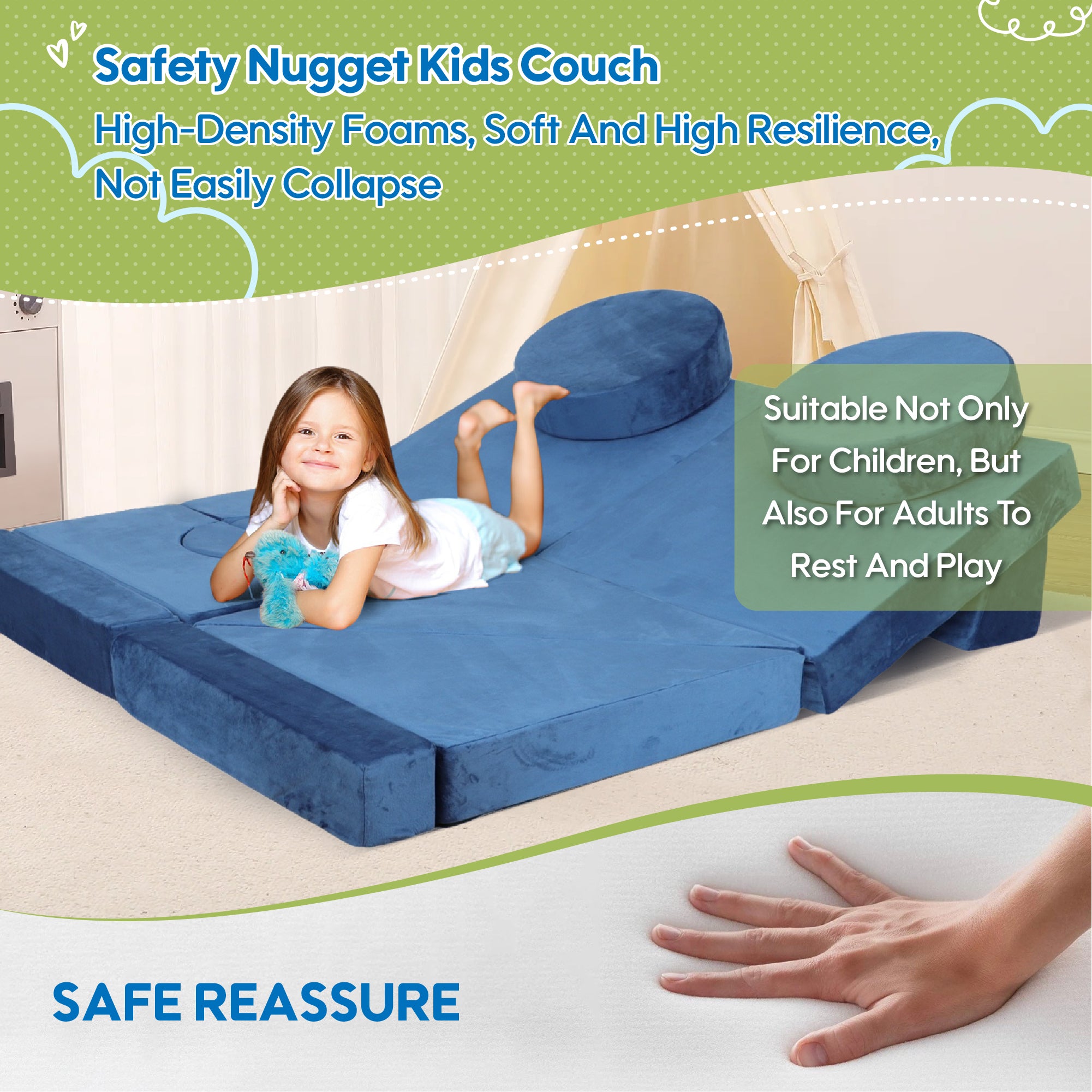 14pcs Kids Sofa Modular Play Couch,Child Sectional Sofa to Boost Creativity,Boys and Girls DIY Creativing Playroom Couch Furn