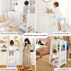 ECOMEX Toddler Standing Tower for Kitchen, Step Stool for Kid's Adjustable Height Learning Stool, Removable Anti-Drop Safety 