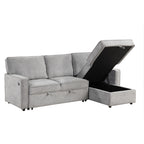 U_STYLE Upholstery Sleeper Sectional Sofa with Storage Space, USB port, 2 cup holders on Back Cushions(same sku; WY000335AAE) - Grand Goldman Shop