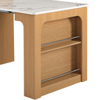 K&K 59.5'Kitchen Island with Extendable Dining Table, Kitchen Storage Table with Double-sided Storage, Kitchen Island with 2 Drawers, Power Outlet, Side Open Shelves, for Kitchen, Dining Room, Natural - Grand Goldman Shop