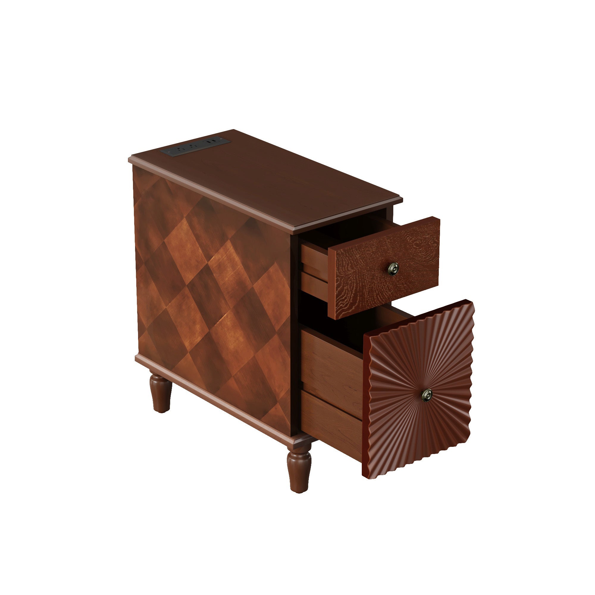 2 Drawer Modern Sofa Side Table, Narrow Side Table, Slim Nightstand for Living Room, Bedroom(Expect Arrival Date 2025/4/16) - Grand Goldman Shop