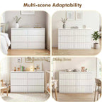 Modern White 6 Drawer Dresser, Wave Panel Drawer Fronts, Storage Cabinet, Versatile Chest of Drawers for Bedroom, Living Room - Sleek & Spacious Home Storage Solution - Grand Goldman Shop