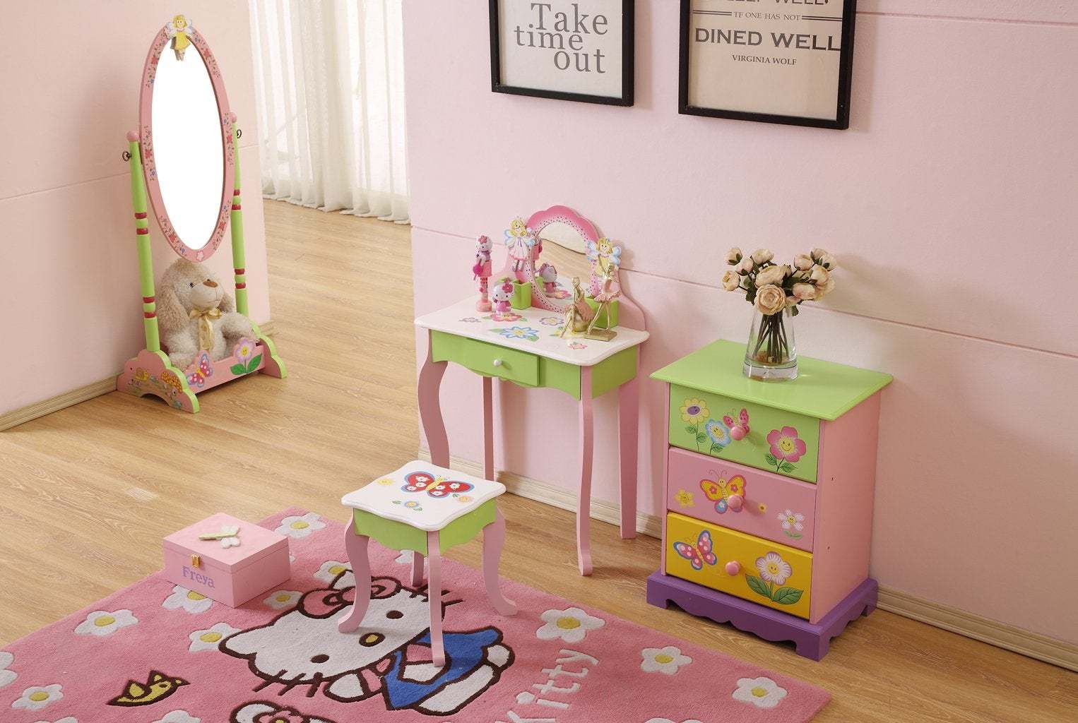Kids Funnel Layla Girls Flower Vanity Set with Stool - Grand Goldman