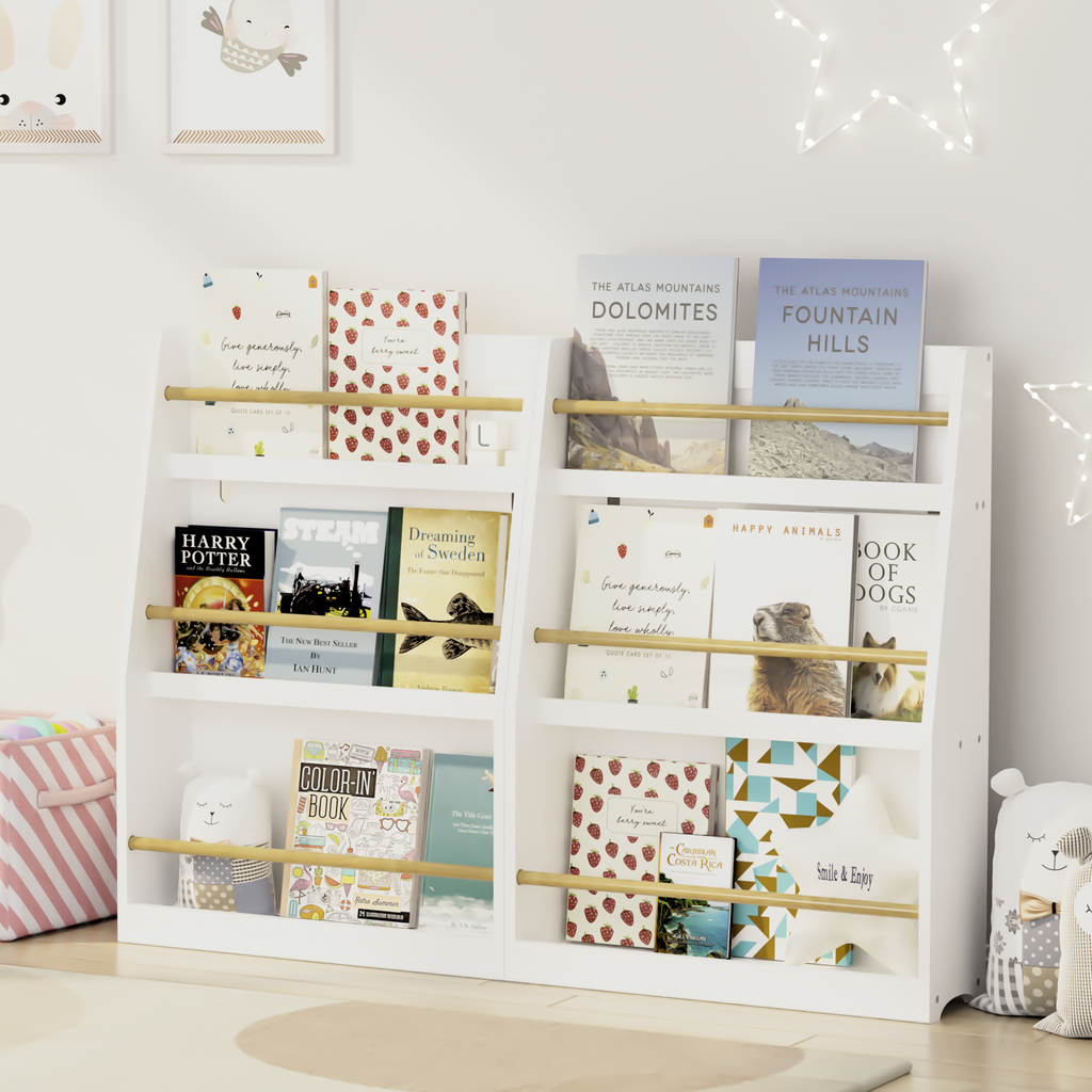 3 Tier Kids Book Shelf,Kids Book Rack, Helps Keep Bedrooms, Playrooms, and Classrooms Organized,White - Grand Goldman