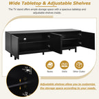 ON-TREND Graceful TV Stand with Arch Cabinets for TVs Up to 78'', Minimalist Entertainment Center with Solid Wood Legs, Practical Media Console with Adjustable Shelves for Living Room, Black - Grand Goldman Shop