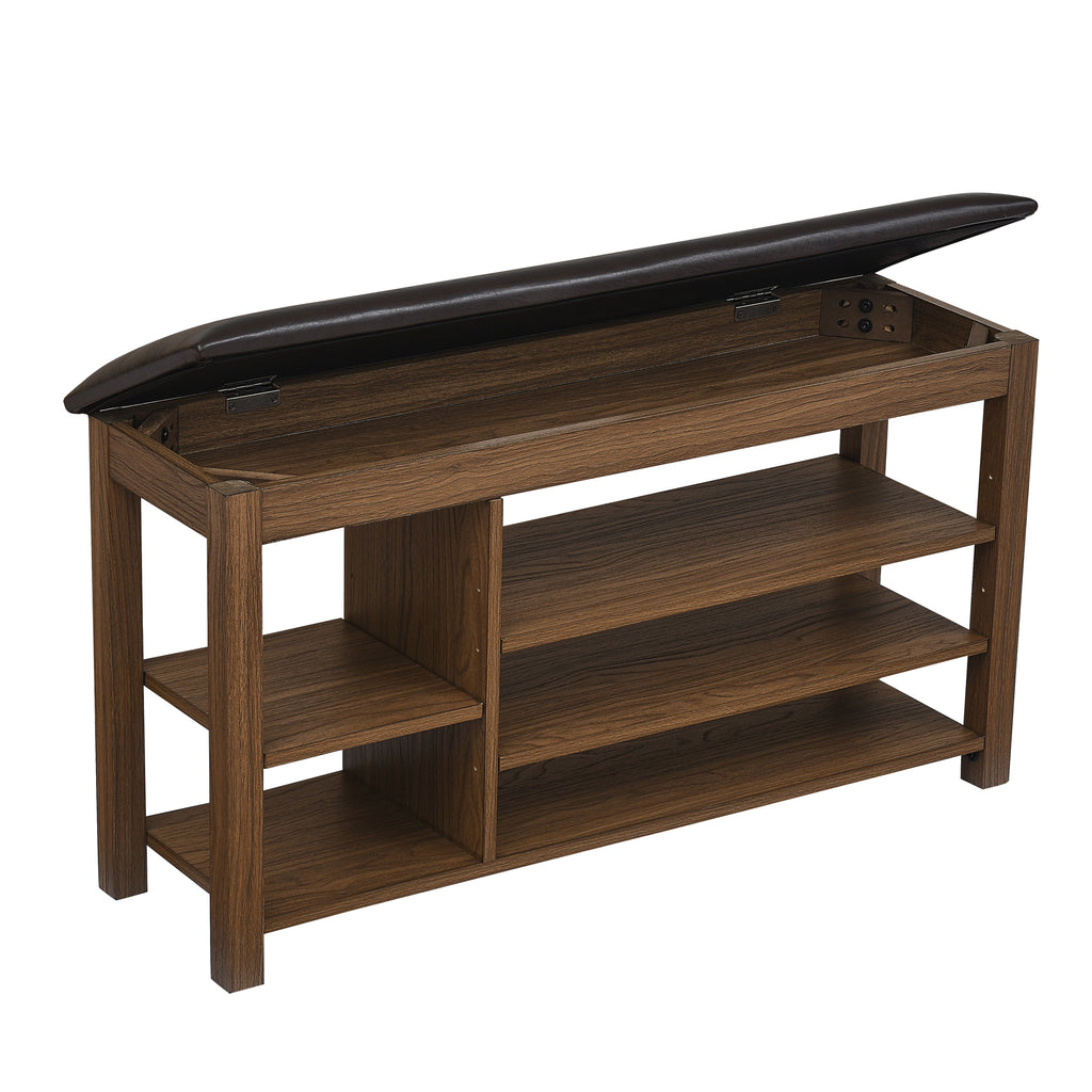 A height-adjustable long shoe-changing bench,made of natural rubberwood,comes with a comfortable seat,concealed storage space and large storage compartments. features natural wood grain.Brown - Grand Goldman Shop