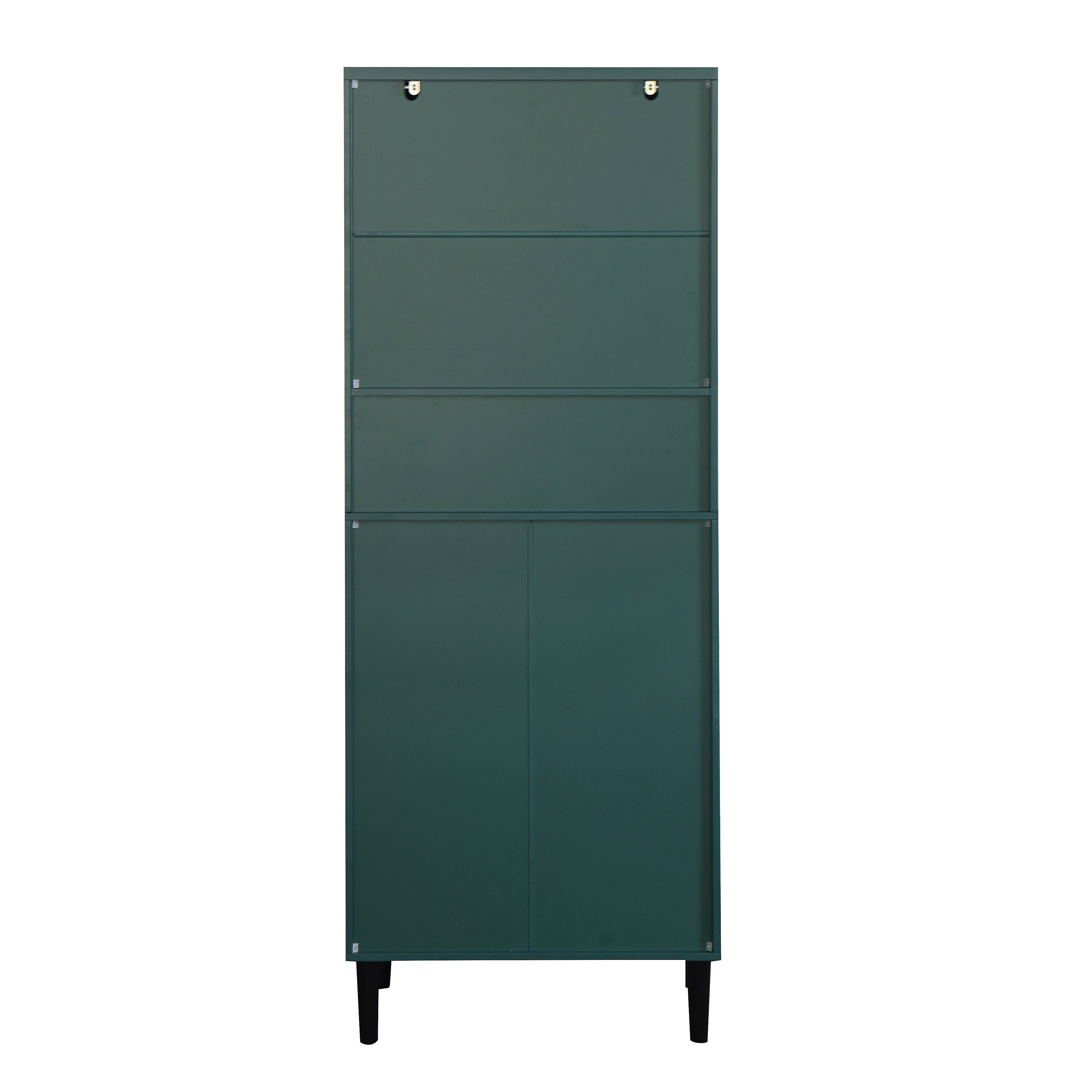 Tempered Glass Door Tall Storage Bookcase with adjustable board, 4 doors MDF painting finished cabinet, Green, Living room Bedroom storage - Grand Goldman Shop