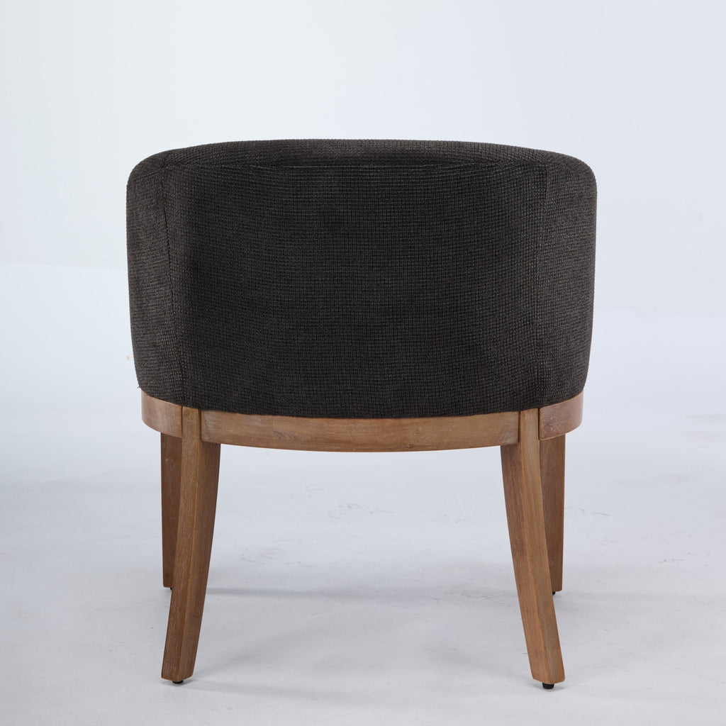 Mid Century Modern Upholstered Barrel Dining Chairs with Arms,Farmhouse Linen Kitchen & Dining Room Chairs with Natural Hardwood Frame, 19' W Accent Chairs,Single Pack,Charcoal Gray,SW1891BK - Grand Goldman Shop
