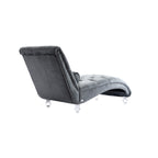 Velvet Chaise Lounge Indoor, Button-Tufted Upholstered Chaise Lounge Chair with Pillow, Silver Velvet, 63.98 Inches - Grand Goldman Shop