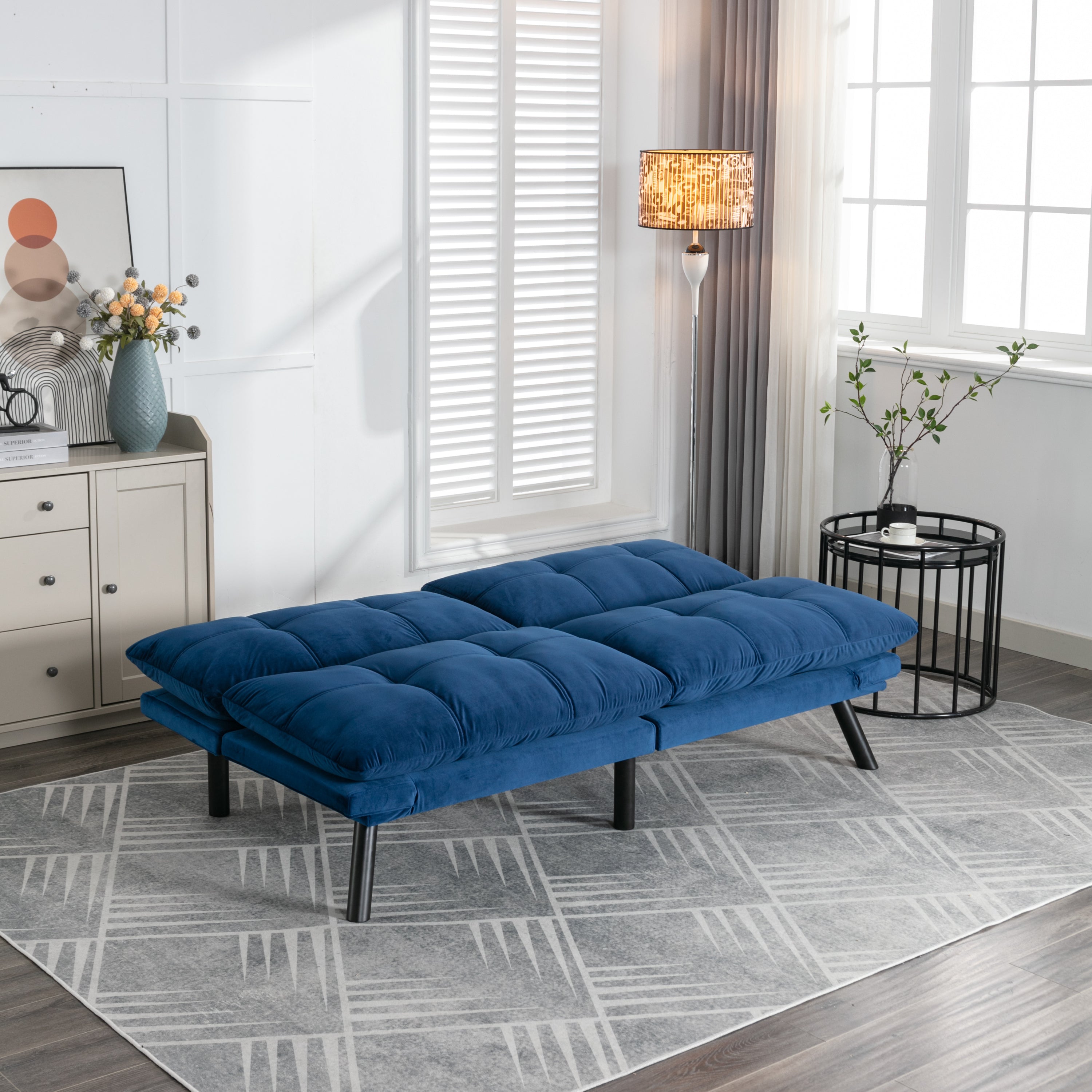 Navy Blue Convertible Folding Modern sofa Bed - Grand Goldman Shop