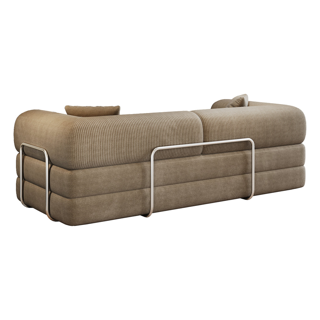 78.8' Compression Sofa,Convertible Floor Sofa Bed-with Pillow Back Support Armrest,Comfy Futon Couch Sleeper Bed,Loveseats Boneless Modular Sectional Sofa,Corduroy fabric,for Living Room,Bedroom,Camel - Grand Goldman Shop
