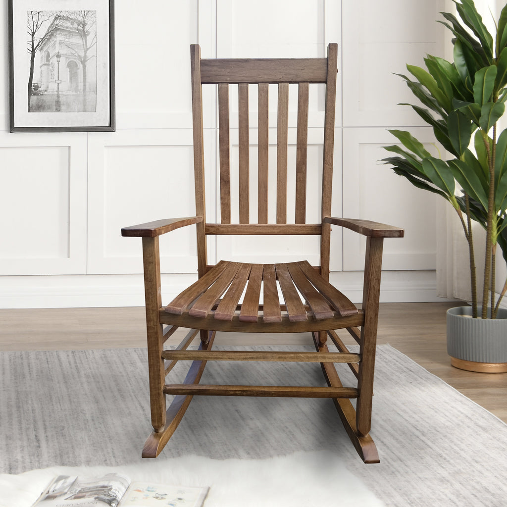 BALCONY PORCH Adult Rocking Chair Brown Solid Wood - Grand Goldman Shop