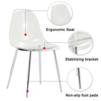 Modern simple transparent dining chair plastic chair armless crystal chair Nordic creative makeup stool negotiation chair Set of 4 and plating metal legW115164140,TW-1200 - Grand Goldman Shop