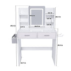 Elegant LED Mirror Vanity Dressing Table with Adjustable Lights, Drawers & Storage, White MDF, 27.56 x 15.75 Inches - Grand Goldman Shop