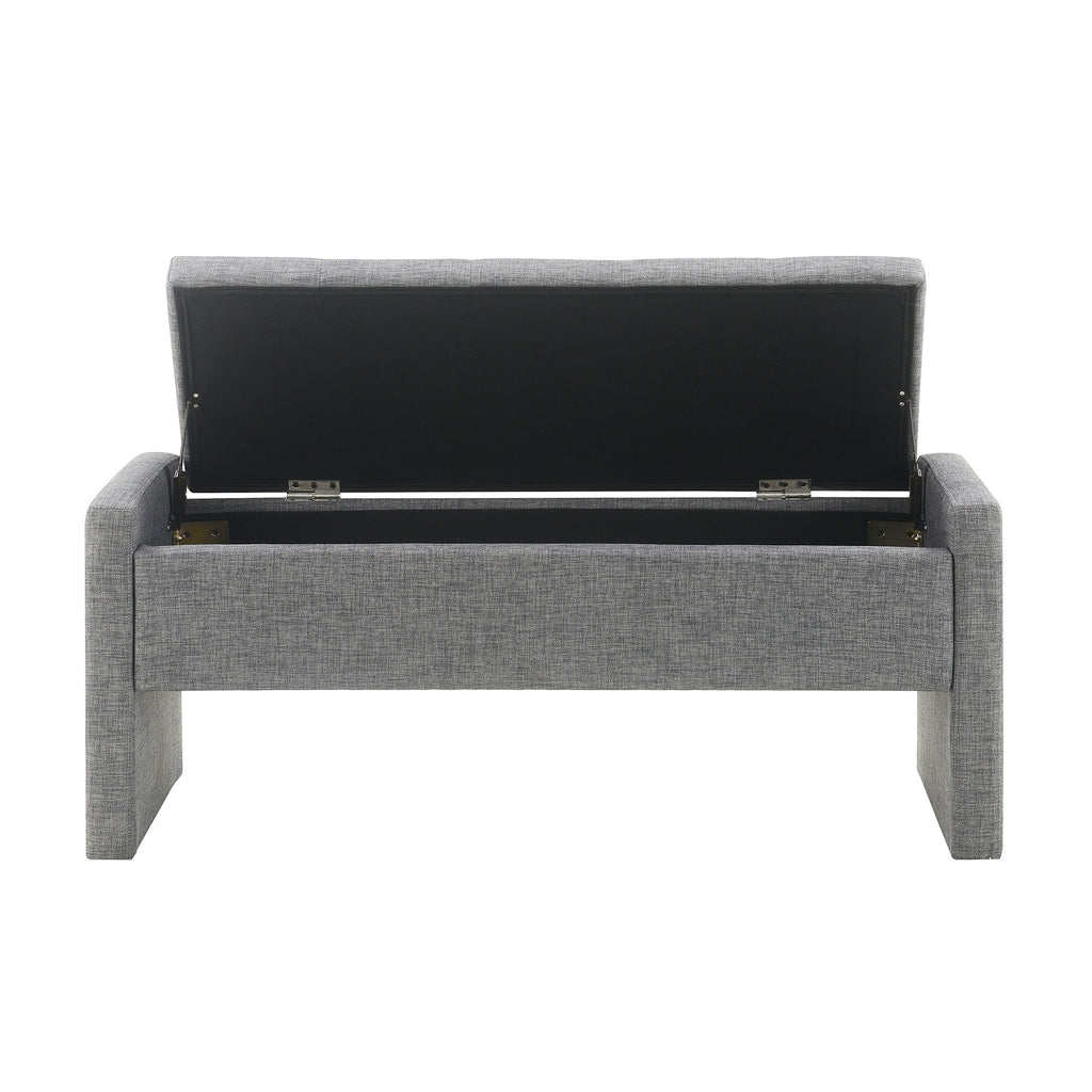 Modern Upholstered Bed End Bench with Storage in Dark Grey Linen, Large Foot Rest Stool for Living Room and Bedroom - Grand Goldman Shop