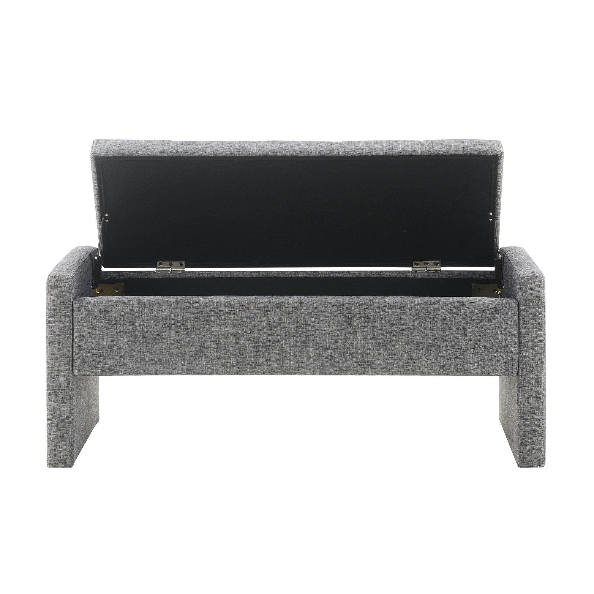 Modern Upholstered Bed End Bench with Storage in Dark Grey Linen, Large Foot Rest Stool for Living Room and Bedroom - Grand Goldman Shop