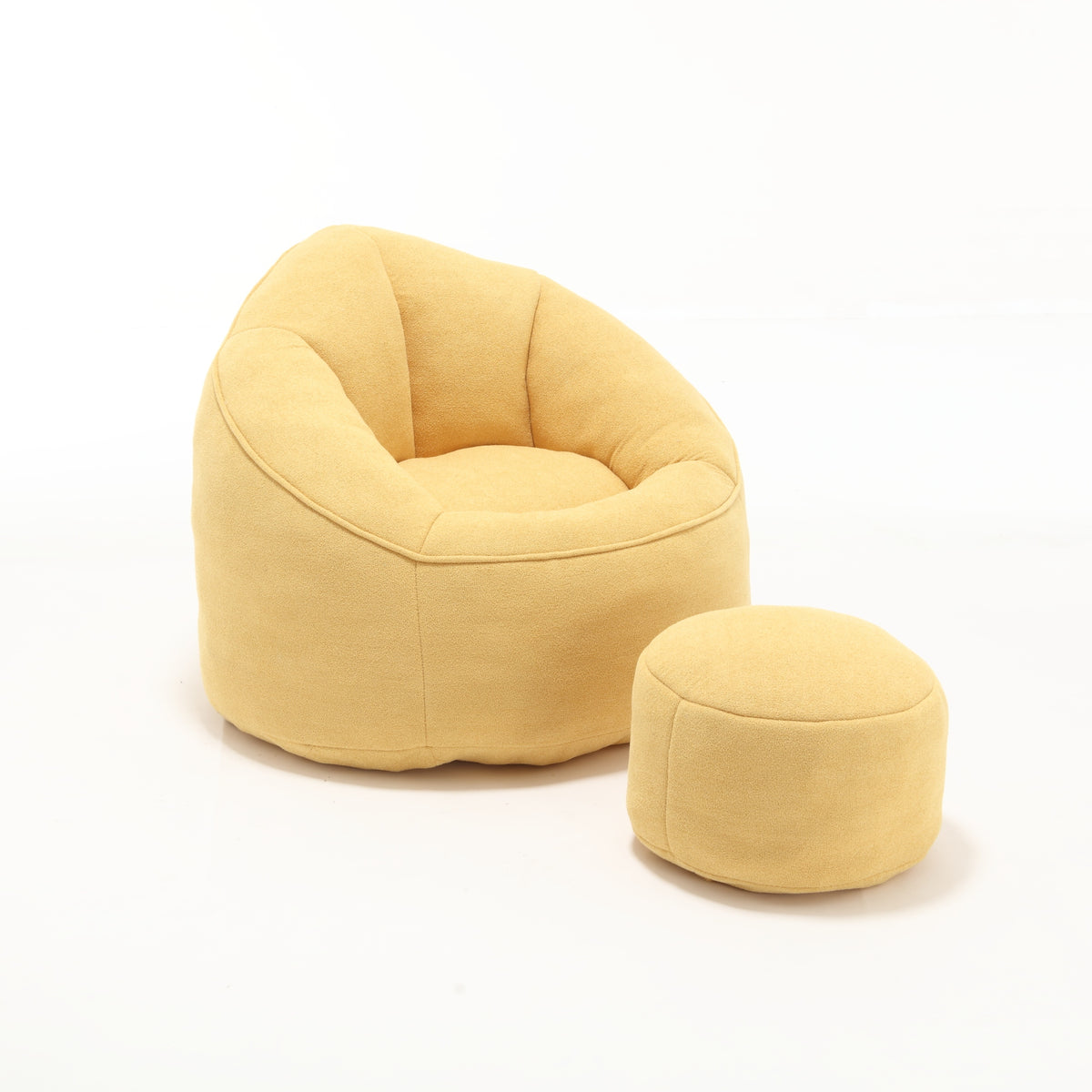 Bedding Bean Bag Sofa Chair with High-Pressure Foam and Footrest, Yellow Microfiber - Grand Goldman Shop