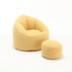 Bedding Bean Bag Sofa Chair with High-Pressure Foam and Footrest, Yellow Microfiber - Grand Goldman Shop