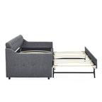 Twin Size Upholstered Daybed with Trundle and USB Charging, Dark Gray Linen - Grand Goldman Shop
