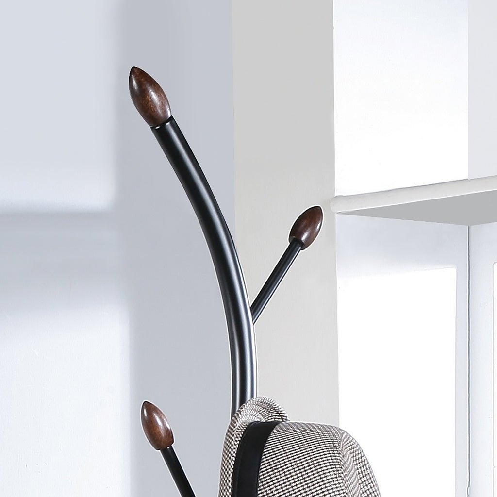 Arles Metal Black and Walnut Standing Coat Rack - Grand Goldman Shop