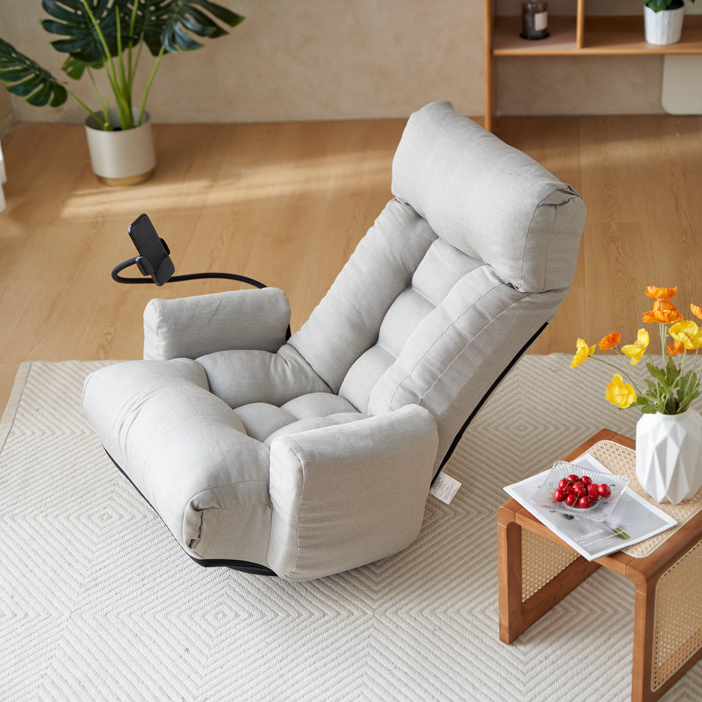 Adjustable Greay Swivel Lounge Chair with 360-Degree Rotating Seat and Headrest Support, Leisure Chair Deck Chair - Game Chair for Living Room - Grand Goldman Shop