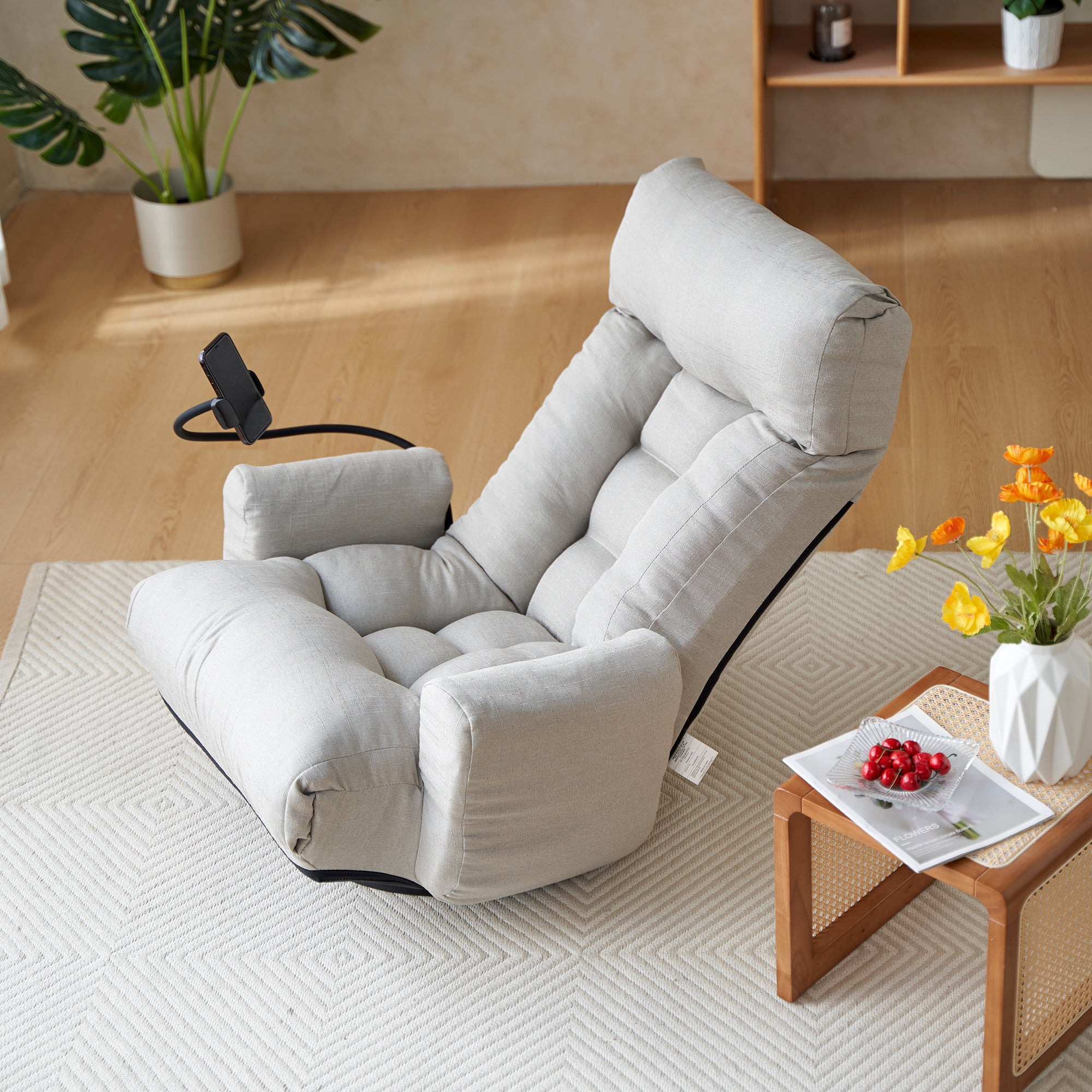 Adjustable Greay Swivel Lounge Chair with 360-Degree Rotating Seat and Headrest Support, Leisure Chair Deck Chair - Game Chair for Living Room - Grand Goldman Shop