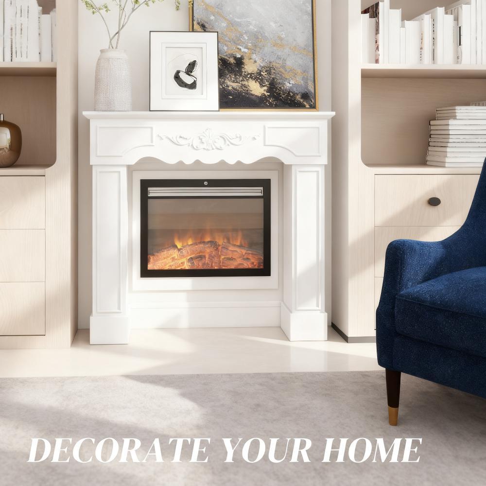 Fireplace Mantel, Freestanding Fireplace Surround with Leg for Electric Fireplaces - Grand Goldman Shop