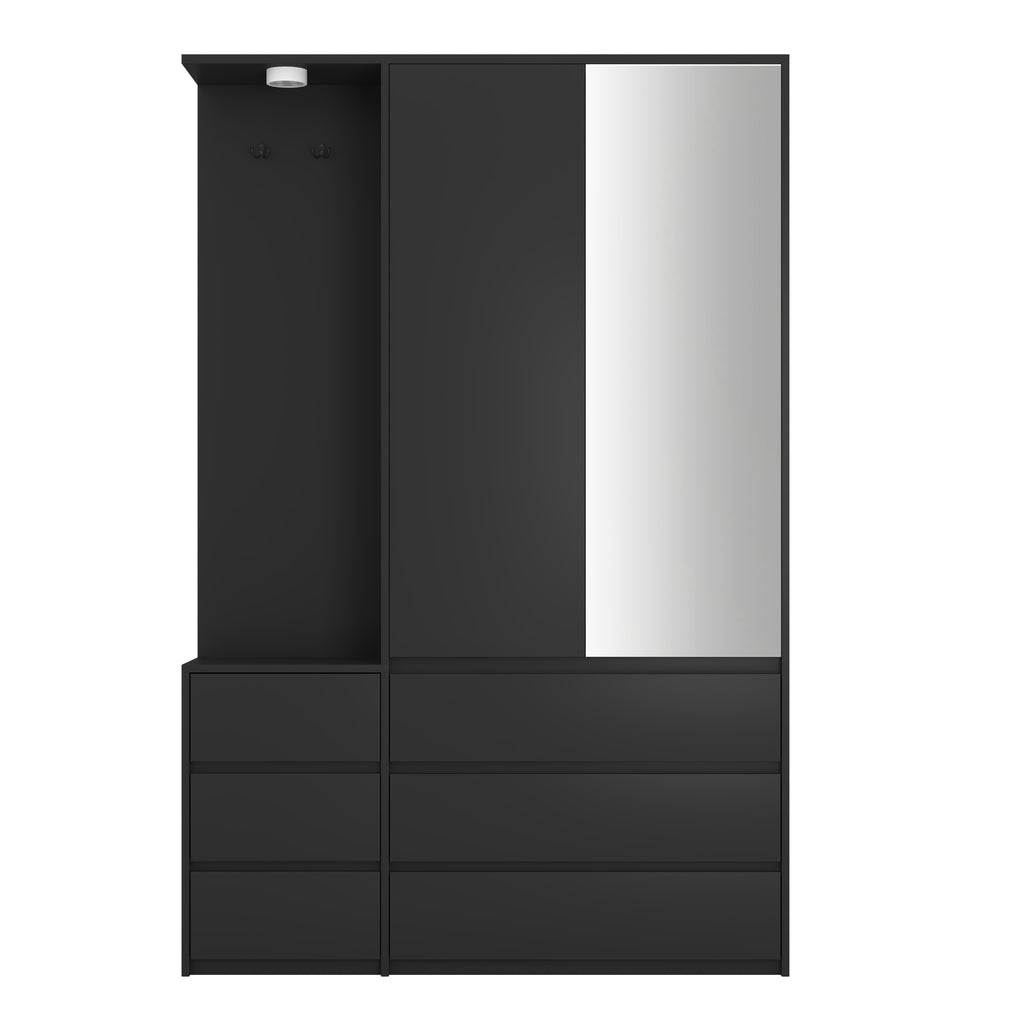 Wardrobe Closet 71.7' H, Bedroom Wooden Wardrobe with 2 Doors 6 Drawers, Modern Clothing Storage Cabinet Combination with Storage Shelves and Hanging Rail, Black - Grand Goldman Shop