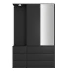 Wardrobe Closet 71.7' H, Bedroom Wooden Wardrobe with 2 Doors 6 Drawers, Modern Clothing Storage Cabinet Combination with Storage Shelves and Hanging Rail, Black - Grand Goldman Shop