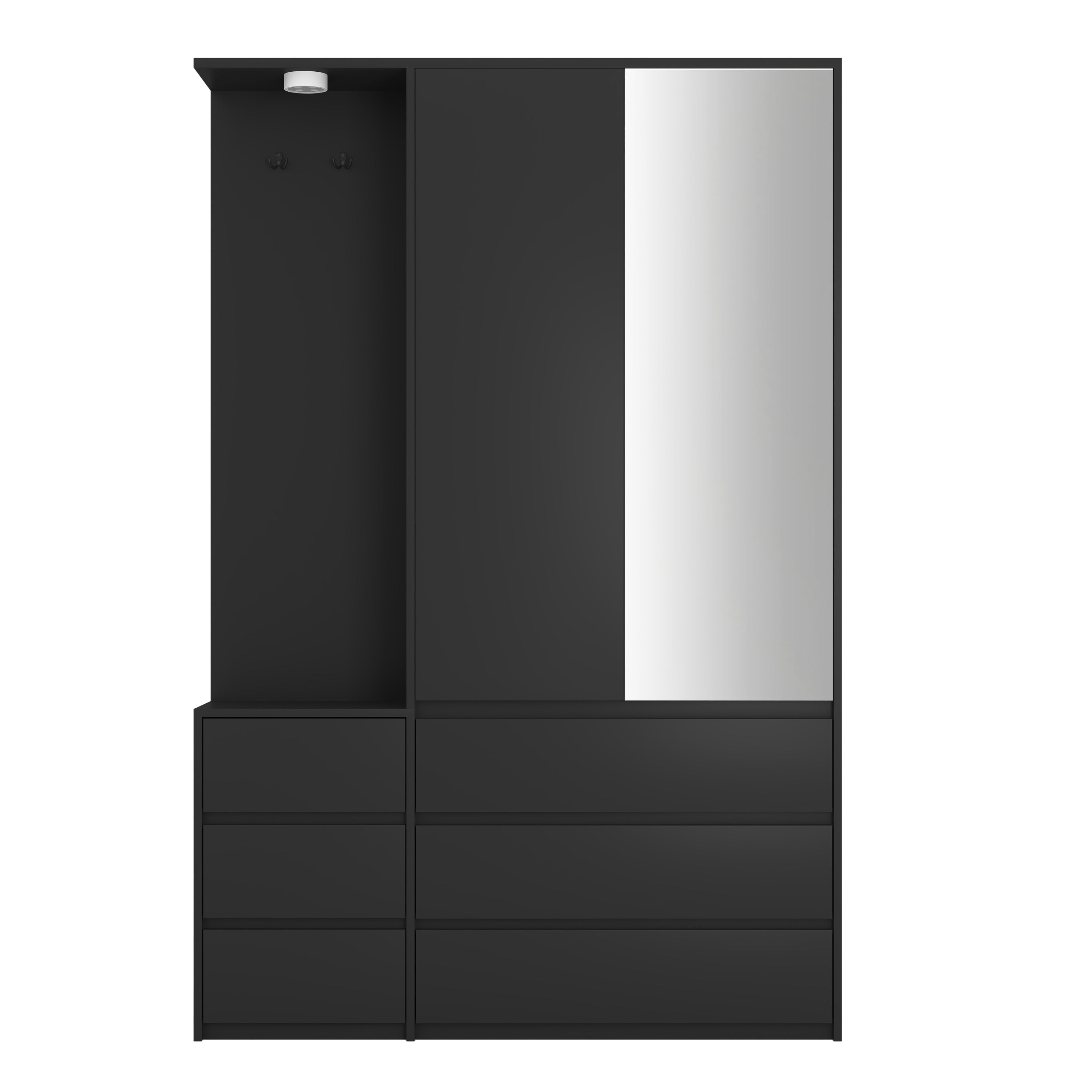 Wardrobe Closet 71.7' H, Bedroom Wooden Wardrobe with 2 Doors 6 Drawers, Modern Clothing Storage Cabinet Combination with Storage Shelves and Hanging Rail, Black - Grand Goldman Shop