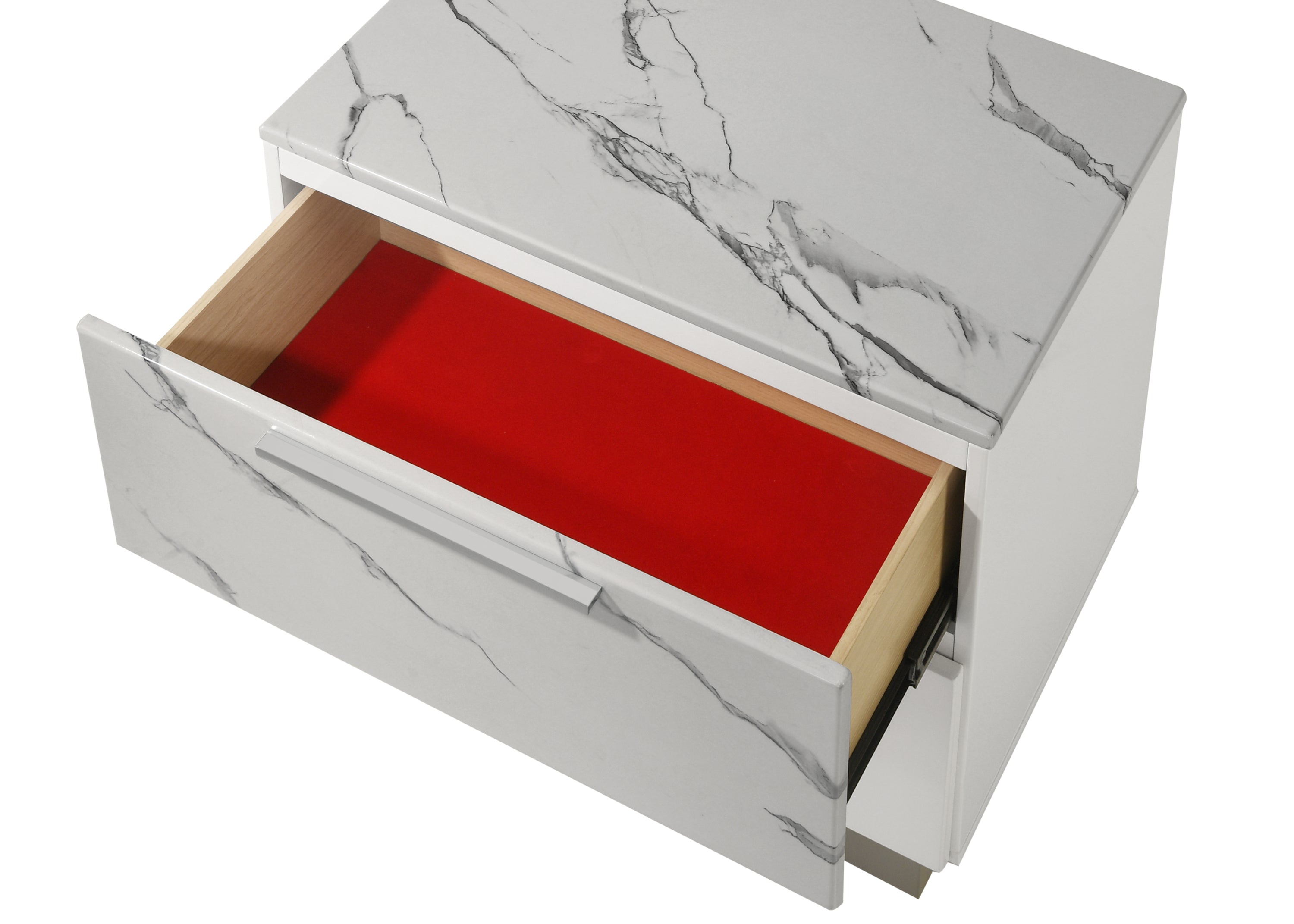 Mist Queen 4-Piece Set – Two-Tone High-Gloss Marble & Lacquer Finish with LED Lighting White - Grand Goldman Shop