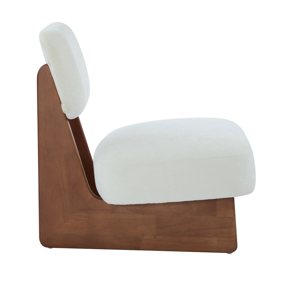[Set of 2] Modern Beige Lounge Chair with Polyester Upholstery, Sturdy Wood Base With Walnut Finish, Minimalist and Stylish Accent Seating for Living Room, Bedroom, or Office - Grand Goldman Shop