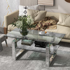W 39.4' X D 19.7 ' X H 17.7' Transparent tempered glass coffee table, coffee table - Grand Goldman Shop