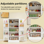 50' LED Kitchen Pantry Cabinet,Freestanding Buffet Cupboards Sideboard with 2 Doors with Racks and 2 Adjustable Shelves for Kitchen, Living Room and Dinning Room-White - Grand Goldman Shop