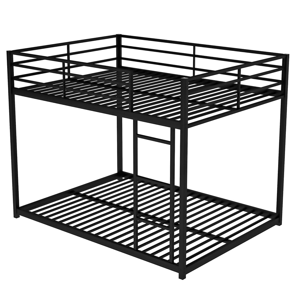 Full Over Full Metal Bunk Bed with Ladder, Black Steel Frame, 77.1''L x 55.9''W x 53.7''H - Grand Goldman Shop