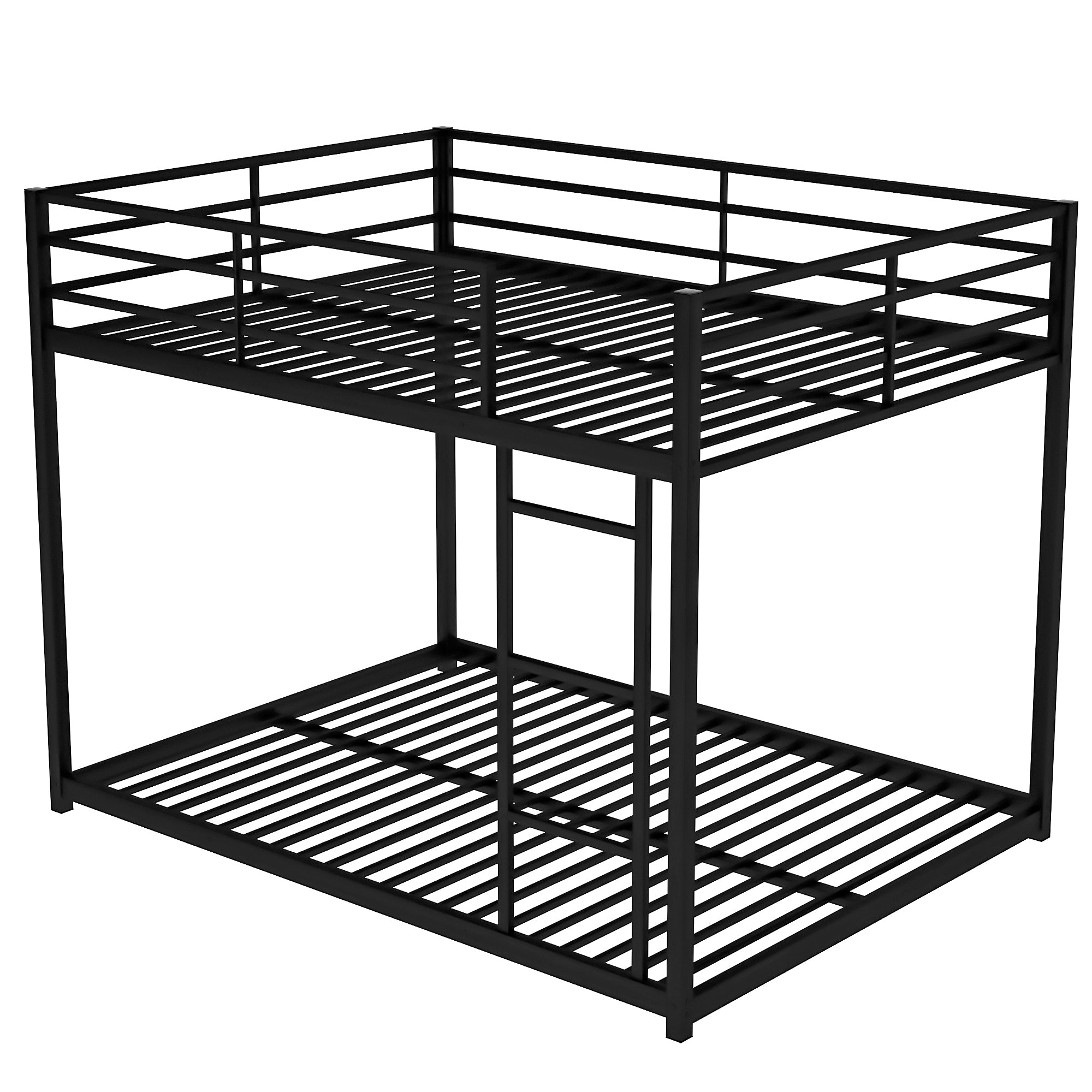 Full Over Full Metal Bunk Bed with Ladder, Black Steel Frame, 77.1''L x 55.9''W x 53.7''H - Grand Goldman Shop