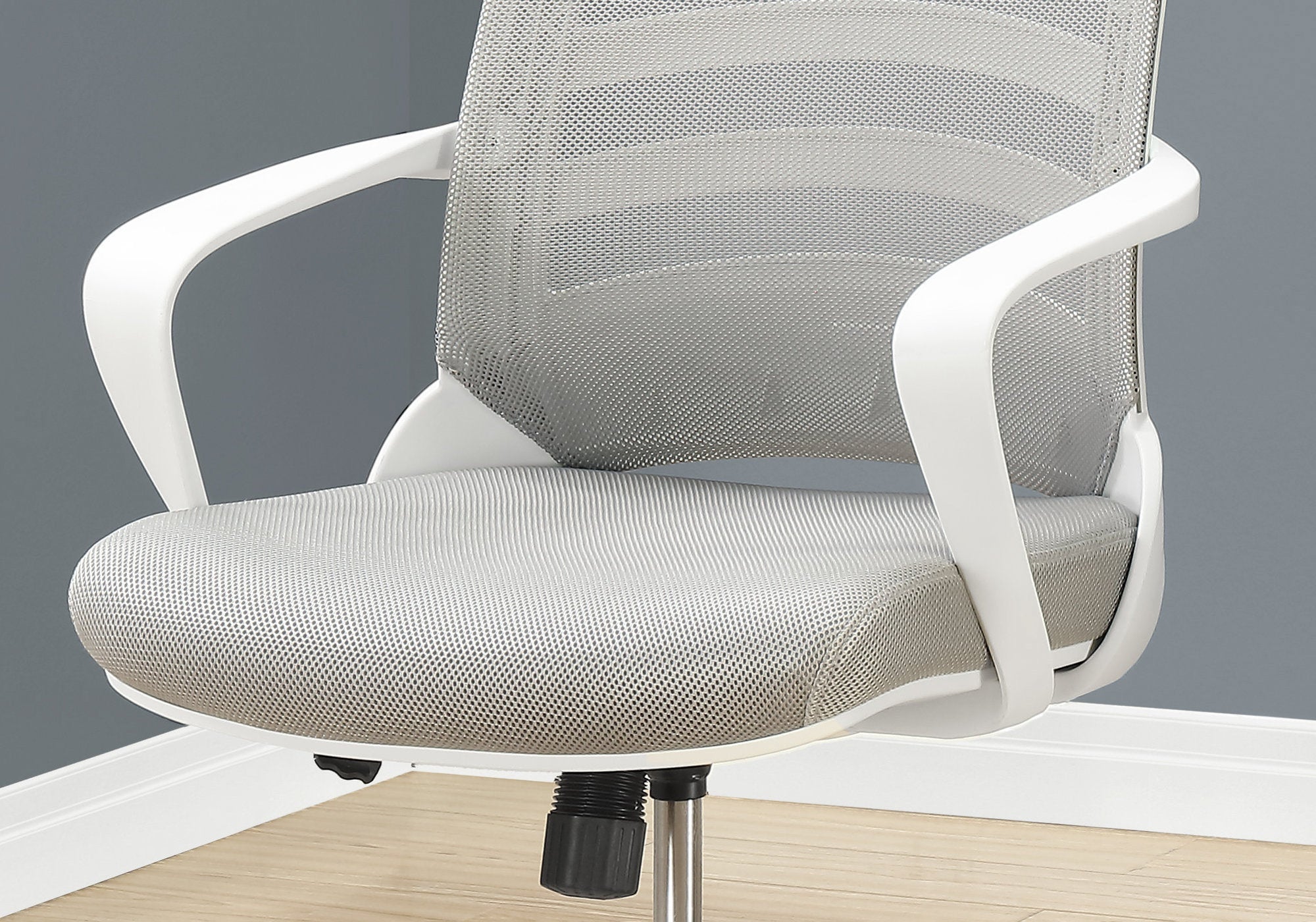 Office Chair, Adjustable Height, Swivel, Ergonomic, Armrests, Computer Desk, Work, Grey Mesh, Chrome Metal, Contemporary, Mod