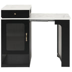 K&K 59.5' Kitchen Island with Extendable Dining Table, Kitchen Storage Table with Double-sided Storage, Kitchen Island with 2 Drawers, Power Outlet, Side Open Shelves, for Kitchen, Dining Room, Black - Grand Goldman Shop